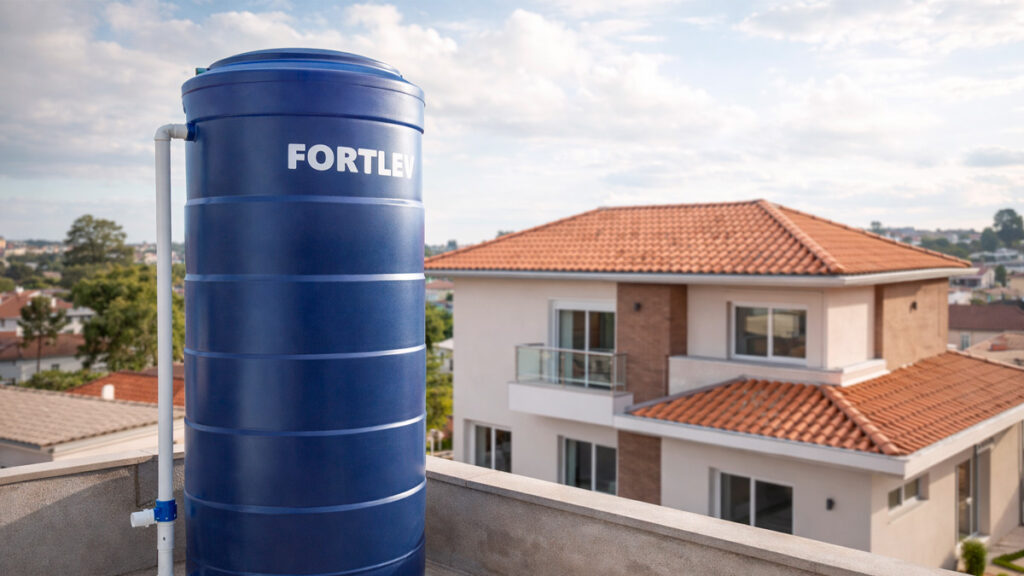 Caixa d’água vertical instalada em residência em Indaiatuba – Estrela do Vale